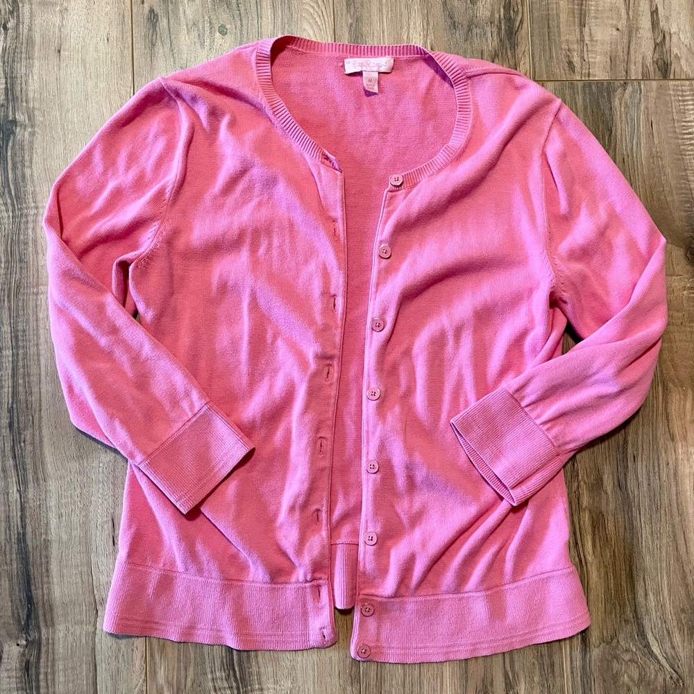 Lilly Pulitzer Pink Button Up Cardigan Size Medium